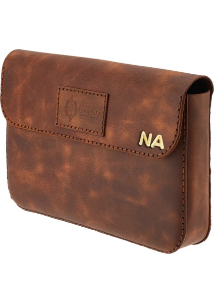 Isme Özel Çıtçıtlı Küçük El Çantası - %100 Rainbow Deri - AC14001 - Kahverengi modelleri