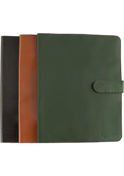 Isme Özel Çıtçıtlı Fonksiyonlu Macbook Organizer - %100 Tiesto Deri - ET02003 - Koyu Kahverengi