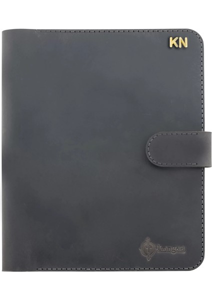 Isme Özel Çıtçıtlı Fonksiyonlu Macbook Organizer - %100 Crazy Deri - 11" (11 Inç) - ET02004 - Antrasit modelleri