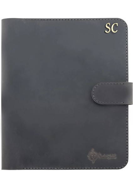 Isme Özel Çıtçıtlı Fonksiyonlu Macbook Organizer - %100 Crazy Deri - 11" (11 Inç) - ET02004 - Antrasit indirimleri