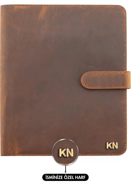 Isme Özel Çıtçıtlı Fonksiyonlu Macbook Organizer - %100 Crazy Deri - ET02004 - Taba fiyatları