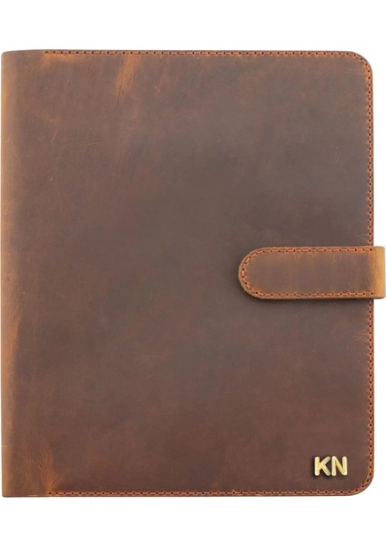 Isme Özel Çıtçıtlı Fonksiyonlu Macbook Organizer - %100 Crazy Deri - ET02004 - Taba modelleri