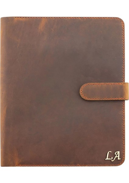 Isme Özel Çıtçıtlı Fonksiyonlu Macbook Organizer - %100 Crazy Deri - ET02004 - Taba indirimleri