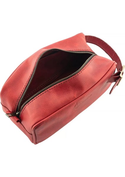 Isme Özel Dopp Kit Kişisel Bakım ve Seyahat Çantası - %100 Rainbow Deri - AC14004 - Kırmızı