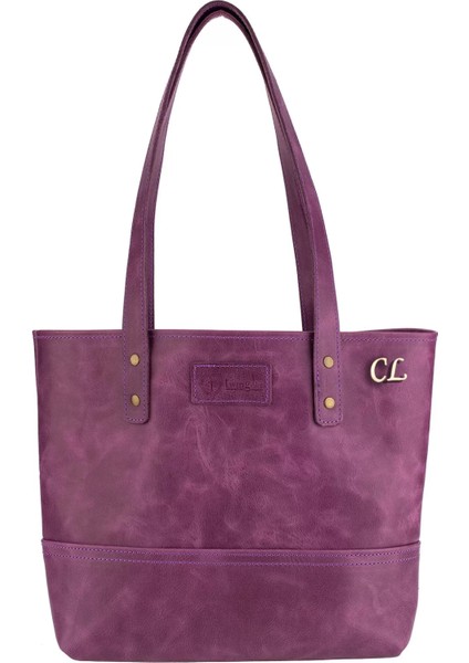 Isme Özel Tote Bag El Omuz Çantası - %100 Rainbow Deri - AC03003 - Mor fiyatları
