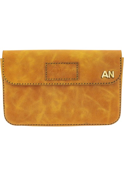 Isme Özel Çıtçıtlı Küçük El Çantası - %100 Rainbow Deri - AC14001 - Hardal Sarısı fiyatları