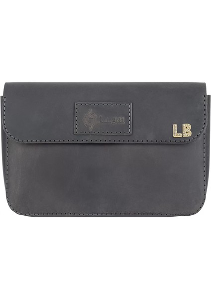 Isme Özel Çıtçıtlı El Çantası - %100 Crazy Deri - AC14002 - Antrasit fırsatları