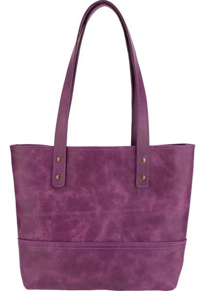 Isme Özel Tote Bag El Omuz Çantası - %100 Rainbow Deri - AC03003 - Mor indirimleri