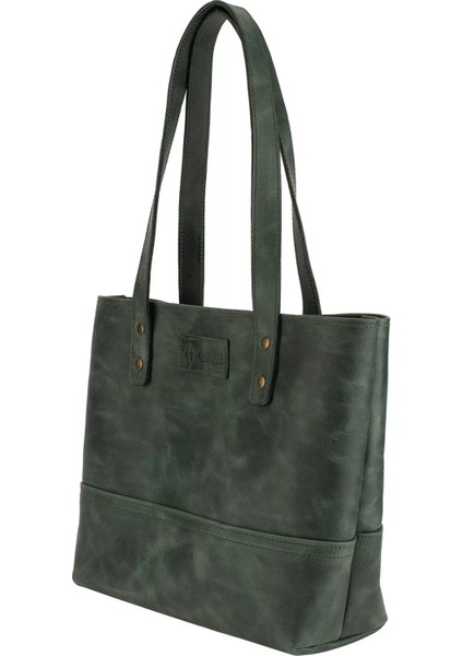 Isme Özel Tote Bag El Omuz Çantası - %100 Rainbow Deri - AC03003 - Haki