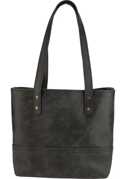Isme Özel Tote Bag El Omuz Çantası - %100 Rainbow Deri - AC03003 - Antrasit indirimleri