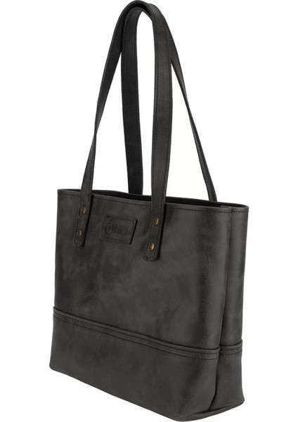 Isme Özel Tote Bag El Omuz Çantası - %100 Rainbow Deri - AC03003 - Antrasit