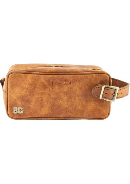 Isme Özel Dopp Kit Kişisel Bakım ve Seyahat Çantası - %100 Rainbow Deri - AC14004 - Camel modelleri