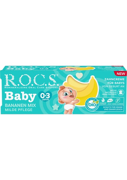 Rocs Baby Süt Dişler için Muz Püresi 0-3 Yaş Diş Macunu 45 ml