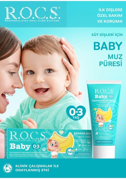 Rocs Baby Süt Dişler için Muz Püresi 0-3 Yaş Diş Macunu 45 ml