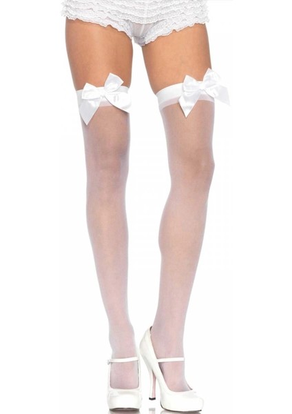 Beyaz Fiyonklu Beyaz Jartiyer Çorabı TM1212 fiyatları