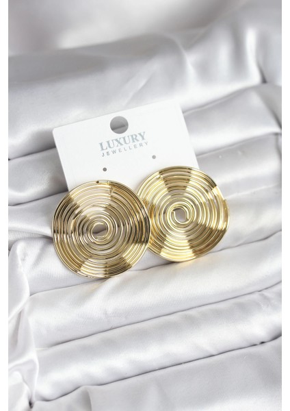 Bfs Pirinç Gold Renk Circle Model Kadın Küpe