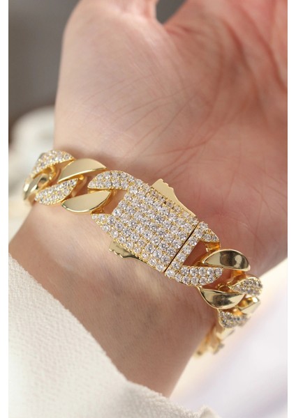 Bfs Vip Seri Pirinç Zirkon Taşlı Gold Renk Gurmet Bileklik fiyatları