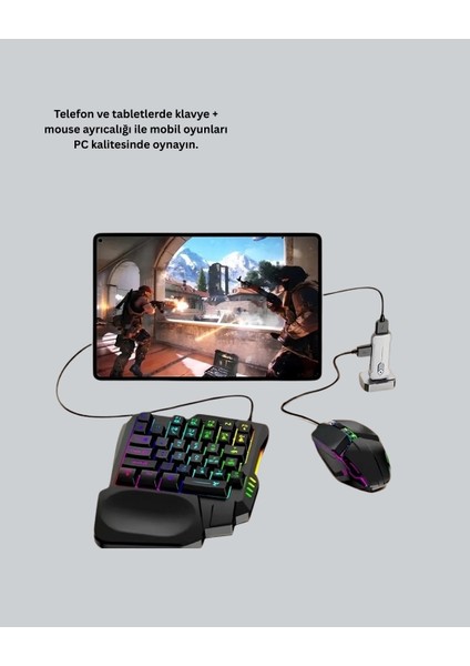 Bfs 5’i 1 Arada Mobil Oyun Seti Klavye Mouse Dönüştürücü Ios & Android indirimleri