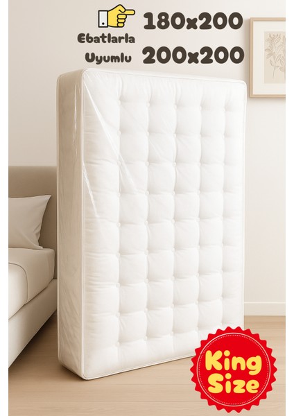 MEGA BOY 235X60 Ultra Kalın Çift Kişilik Yatak Baza Koruma Naylonu Taşıma Taşınma Saklama Poşeti