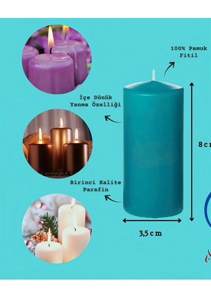 Iv Candles Homedecor 6'lı Turkuaz Bar Mum fırsatları