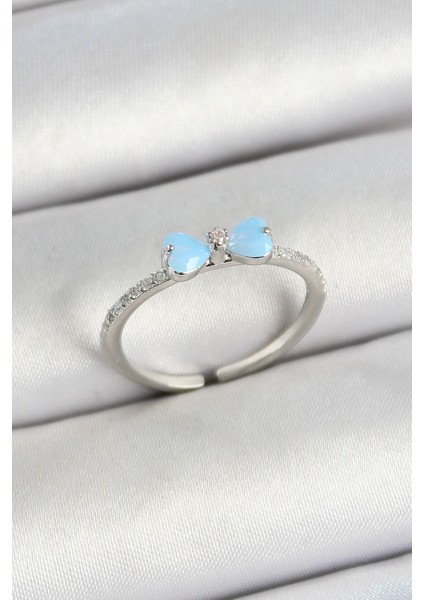 Bfs Pirinç Fiyonk Figürlü Zirkon Taşlı Gümüş Renk Ayarlanabilir Kadın Yüzük