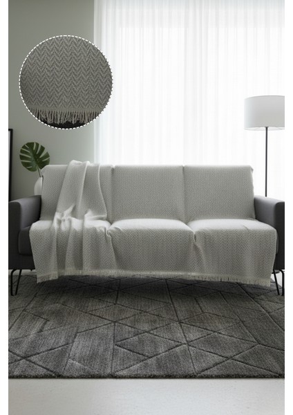 Pamuklu Bohem Koltuk Çekyat Berjer Örtüsü Şalı | Tekli Üçlü Kanepe Kılıfı | Çift Taraflı Terletmez |170X210 Açık Gri