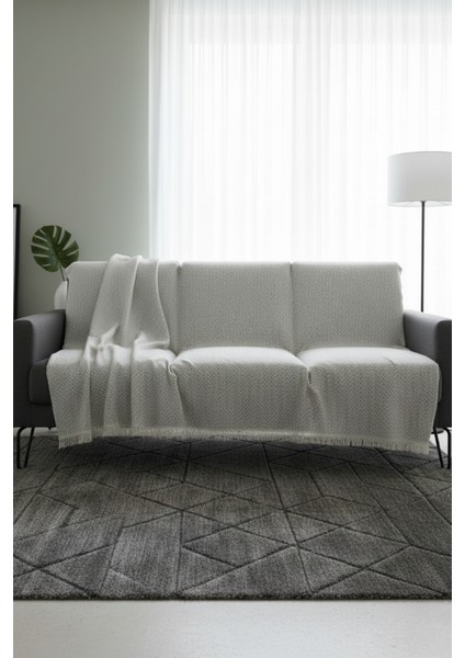 Pamuklu Bohem Koltuk Çekyat Berjer Örtüsü Şalı | Tekli Üçlü Kanepe Kılıfı | Çift Taraflı Terletmez |170X210 Açık Gri