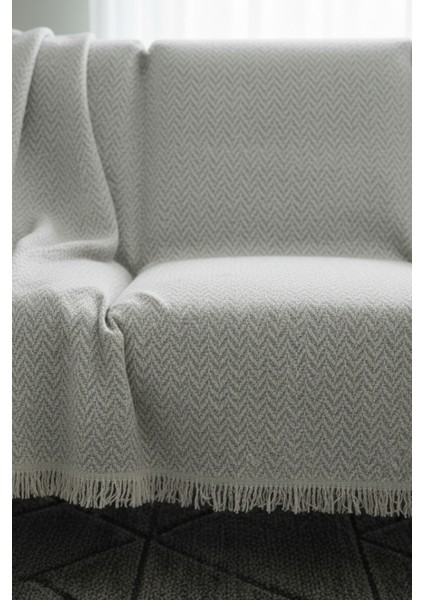 Pamuklu Bohem Koltuk Çekyat Berjer Örtüsü Şalı | Tekli Üçlü Kanepe Kılıfı | Çift Taraflı Terletmez |170X210 Açık Gri