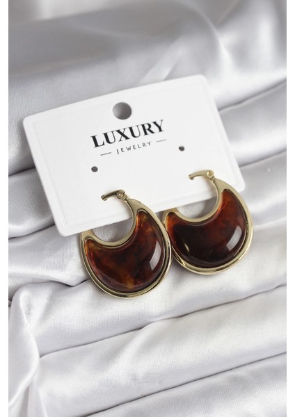 Bfs Pirinç Gold Kahverengi Renk Vintage Kadın Küpe