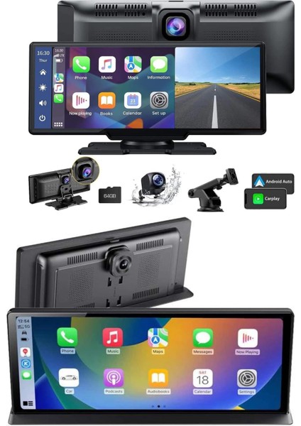 Bfs 4K 10.2 Inç Çift Kameralı Araç Multimedya Ekranı Carplay Kablosuz Tüm Cihazlara Uyumlu fiyatları