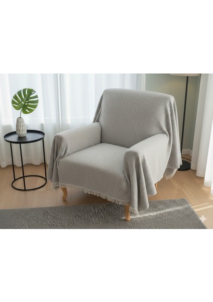 Pamuklu Bohem Koltuk Çekyat Berjer Örtüsü Şalı | Tekli Üçlü Kanepe Kılıfı | Çift Taraflı Terletmez 170X210 | Bej