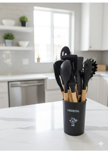 12 Parça Spatula Seti Bambu Saplı Silikon Isıya Dayanıklı Yanmaz Yapışmaz fiyatları