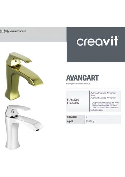 Avangart Krom Lavabo Bataryası AG1500 indirimleri