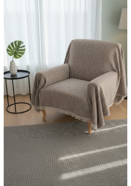 Pamuklu Bohem Koltuk Çekyat Berjer Örtüsü Şalı | Tekli Üçlü Kanepe Kılıfı | Çift Taraflı Terletmez 170X210 | Kahverengi