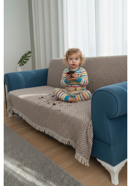 Pamuklu Bohem Koltuk Çekyat Berjer Örtüsü Şalı | Tekli Üçlü Kanepe Kılıfı | Çift Taraflı Terletmez 170X210 | Kahverengi indirimleri