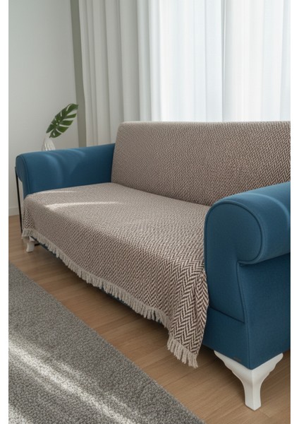 Pamuklu Bohem Koltuk Çekyat Berjer Örtüsü Şalı | Tekli Üçlü Kanepe Kılıfı | Çift Taraflı Terletmez 170X210 | Kahverengi