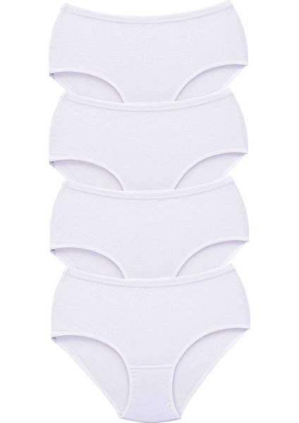 4 Adet Tutku Kadın Yüksek Bel Bato Kalın Lastik Külot Beyaz