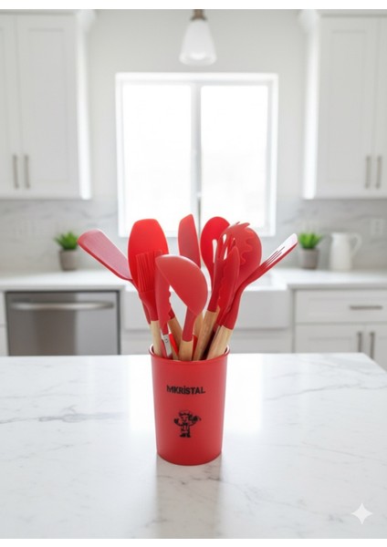 12 Parça Spatula Seti Bambu Saplı Silikon Isıya Dayanıklı Yanmaz Yapışmaz fırsatları