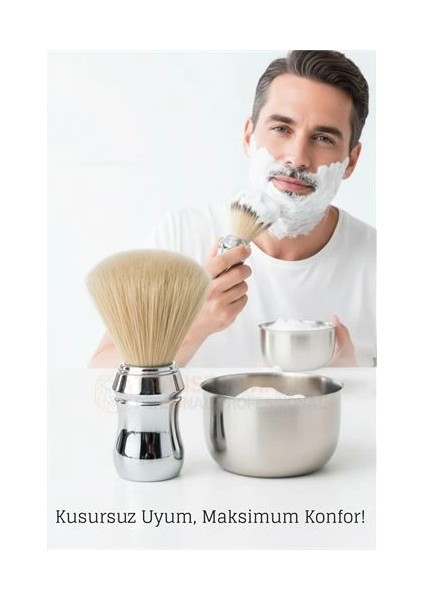 Bfs Klasik Tıraş Seti – Krom Parlak Saplı Fırça & 304 Paslanmaz Çelik Tıraş Tası