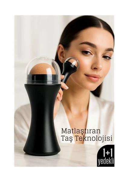 Bfs Volkanik Taşlı Yağ Emici Yüz Roller - + Yedek Taşlı Set – Ciltteki Yağı Anında Al, Mat Görünüm Kazan!