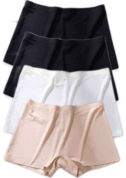4 Adet Kadın Dikişsiz Görünmez Iz Yapmaz Mini Şort Boxer Siyah Beyaz Ten fiyatları