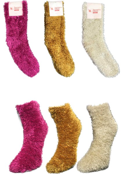 3 Adet Dikişsiz Tüylü Sıcak Tutan Ev Çorabı modelleri