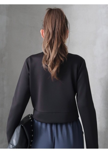 Siyah Scuba Fermuarlı Ceket fırsatları