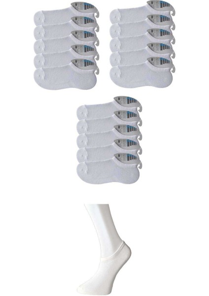 Beyaz Erkek Görünmez Çorap 15 Çift