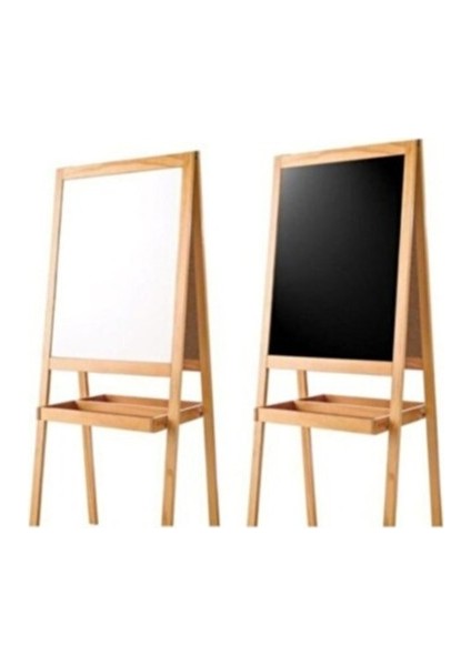 Yazı Tahtası- Çift Taraflı Ahşap Çerçeve Kara Tahta Manyetik Beyaz 40X50 Inter - 111117-20251919