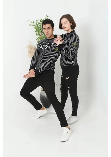 Erkek Bisiklet Yaka Yün Örmeli Triko Kazak - Siyah modelleri