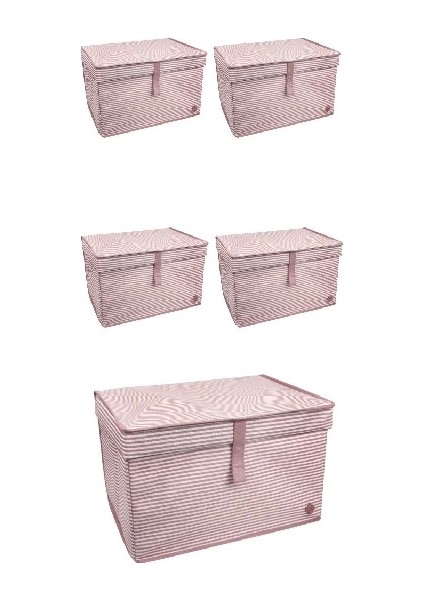 Düzenleyici Kutu Organizer Cırtlı Saklama Hurç Maxi Boy 30CM x 40CM x 50CM (5 Adet) ( Lisinya )