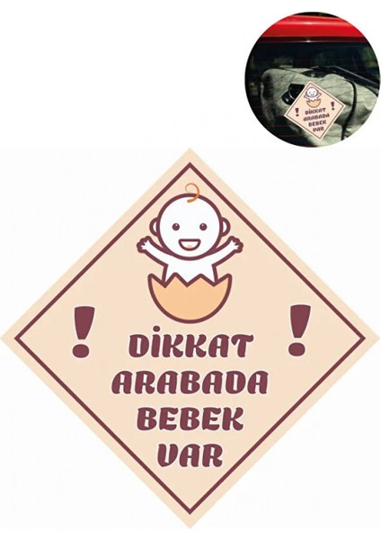 &quot;dikkat Arabada Bebek Var&quot; Sticker – 10X10 cm Folyo Baskılı Uyarı Etiketi