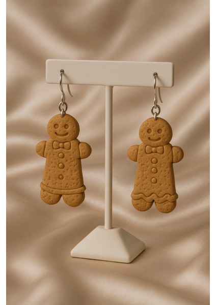 Ginger Duo – El Yapımı Gingerbread Çift Figürlü Yılbaşı Temalı Polimer Kil Küpe | 5 cm