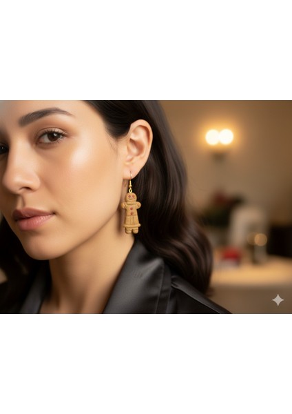 Ginger Duo – El Yapımı Gingerbread Çift Figürlü Yılbaşı Temalı Polimer Kil Küpe | 5 cm fiyatları